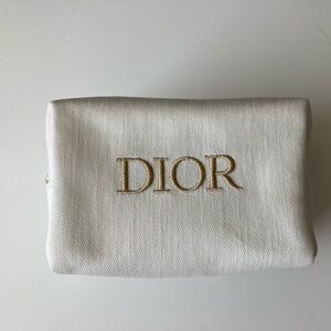 Dior Cosmetic Bag Zipper Pouch Case Cream Off White Logo